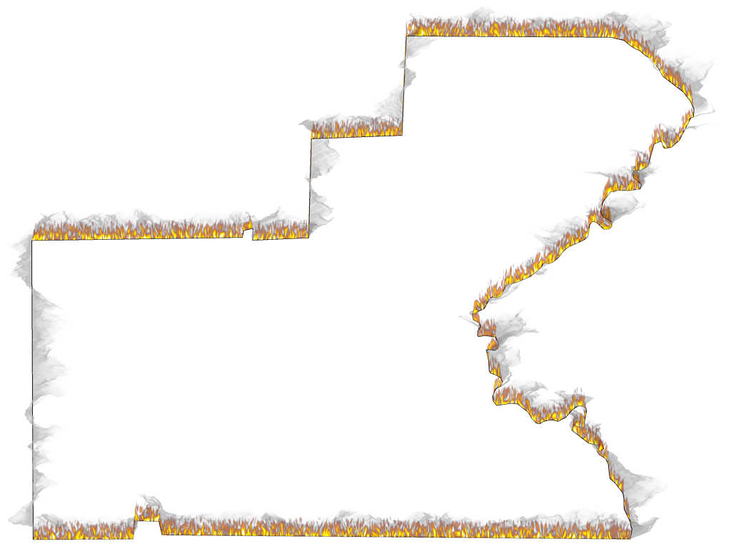 A Flame And Smoke Outline Map Of Glades - Poster (1024x765), Png Download