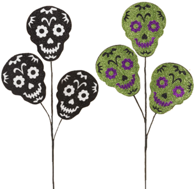 Gerson Company 25" Day Of The Dead Skull Spray Set (400x400), Png Download