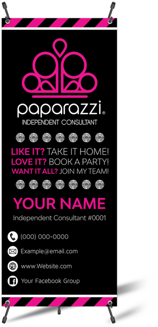 Paparazzi Vertical Banner With X-banner Stand - Paparazzi The Golden Globetrotter Bracelet (395x659), Png Download