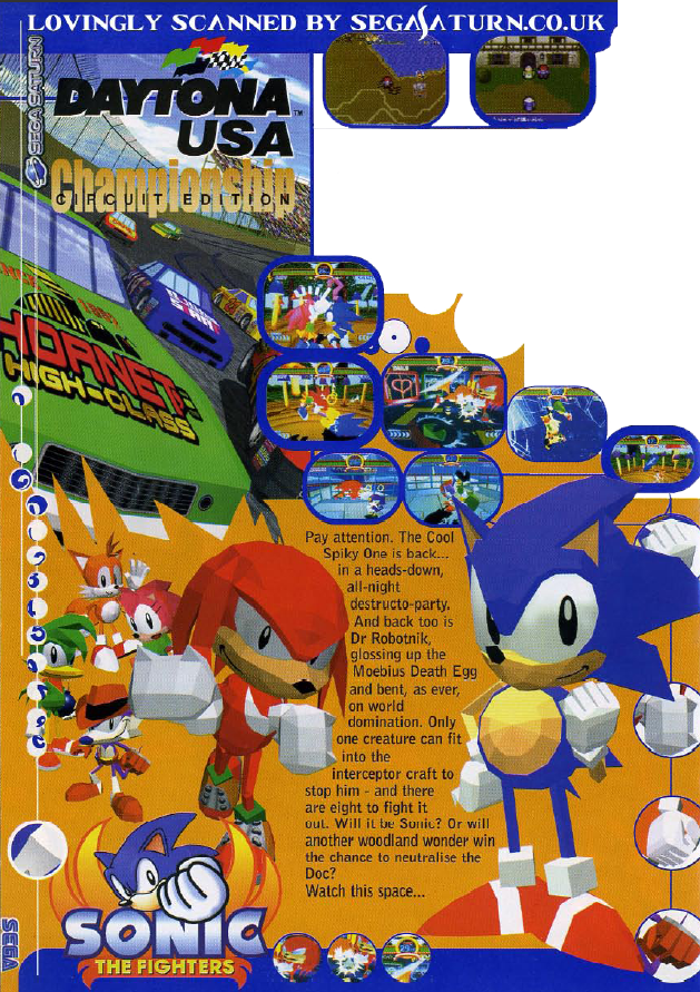 Daytona Sonic Fighters Saturn Release Promo - Sonic The Fighters 1996 (629x891), Png Download