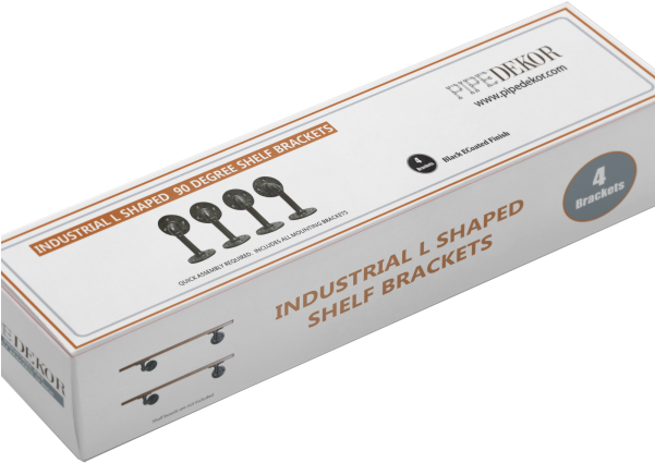 Industrial - Everbilt 8 In. Black Industrial Pipe Shelf Bracket (600x600), Png Download