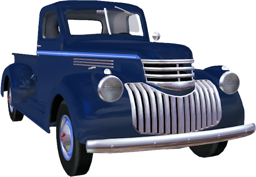 Blue Old Truck2 - Blue (500x345), Png Download