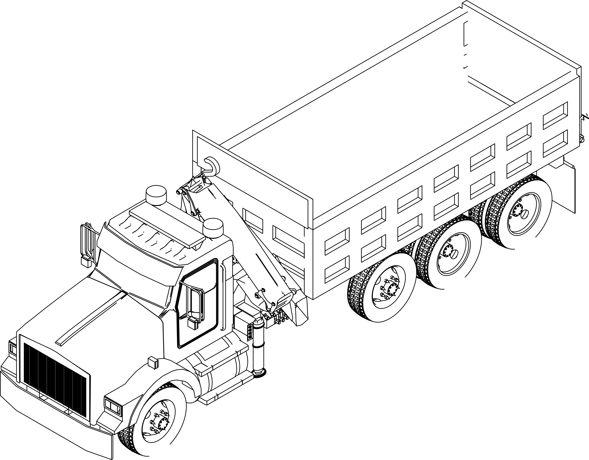 Truck Icons Png - Line Drawing Truck (2400x1878), Png Download
