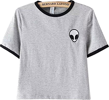 Szara Koszulka Z Czarnymi Paskami Alien - Alien Crop Top (441x404), Png Download