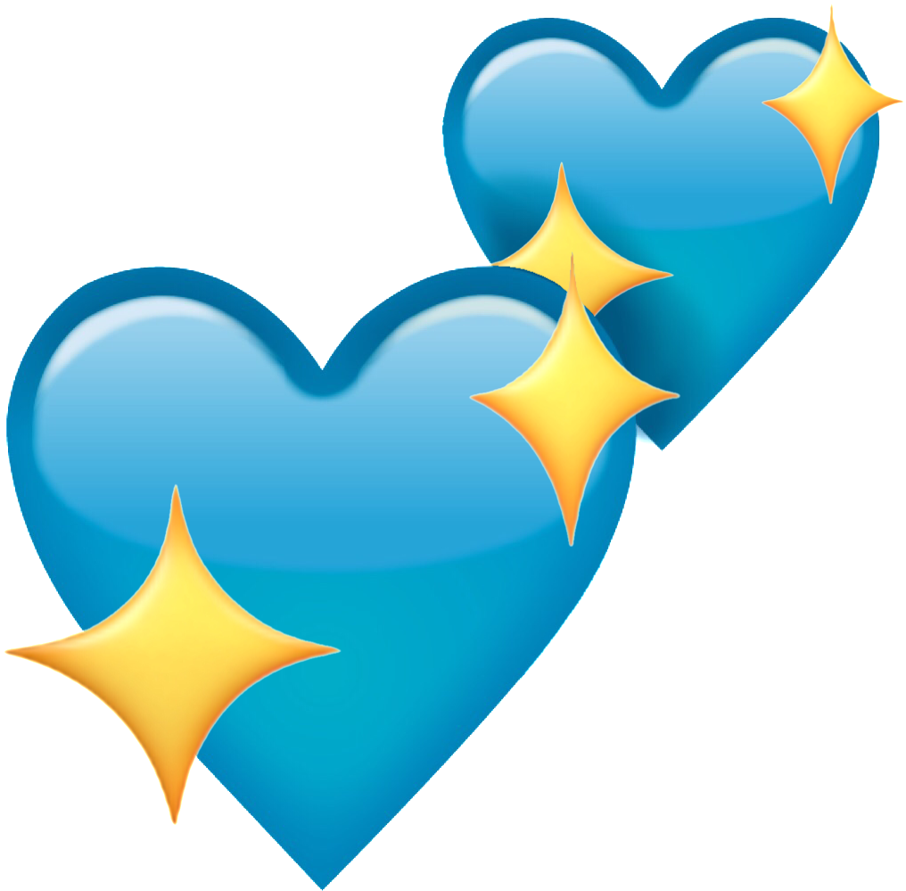 Heart Emoji Blueheart Blue Sparkle Sparklingheart Heart - Blue Heart Emoji (1024x1024), Png Download