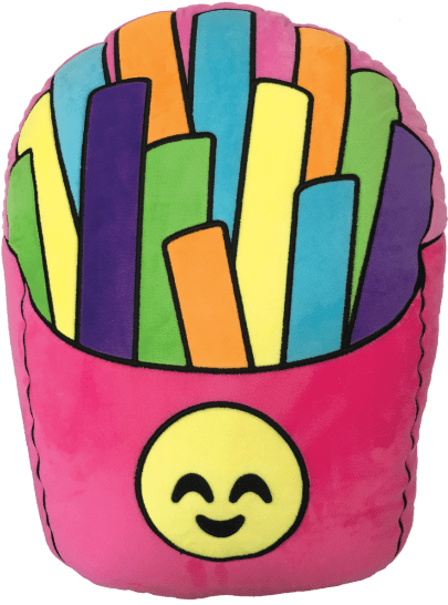 Emoji Fries Scented Embroidered Pillow - Cartoon (415x415), Png Download
