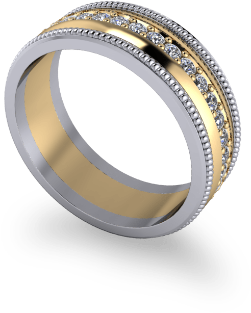 Mixed Metal Diamond Band (800x800), Png Download