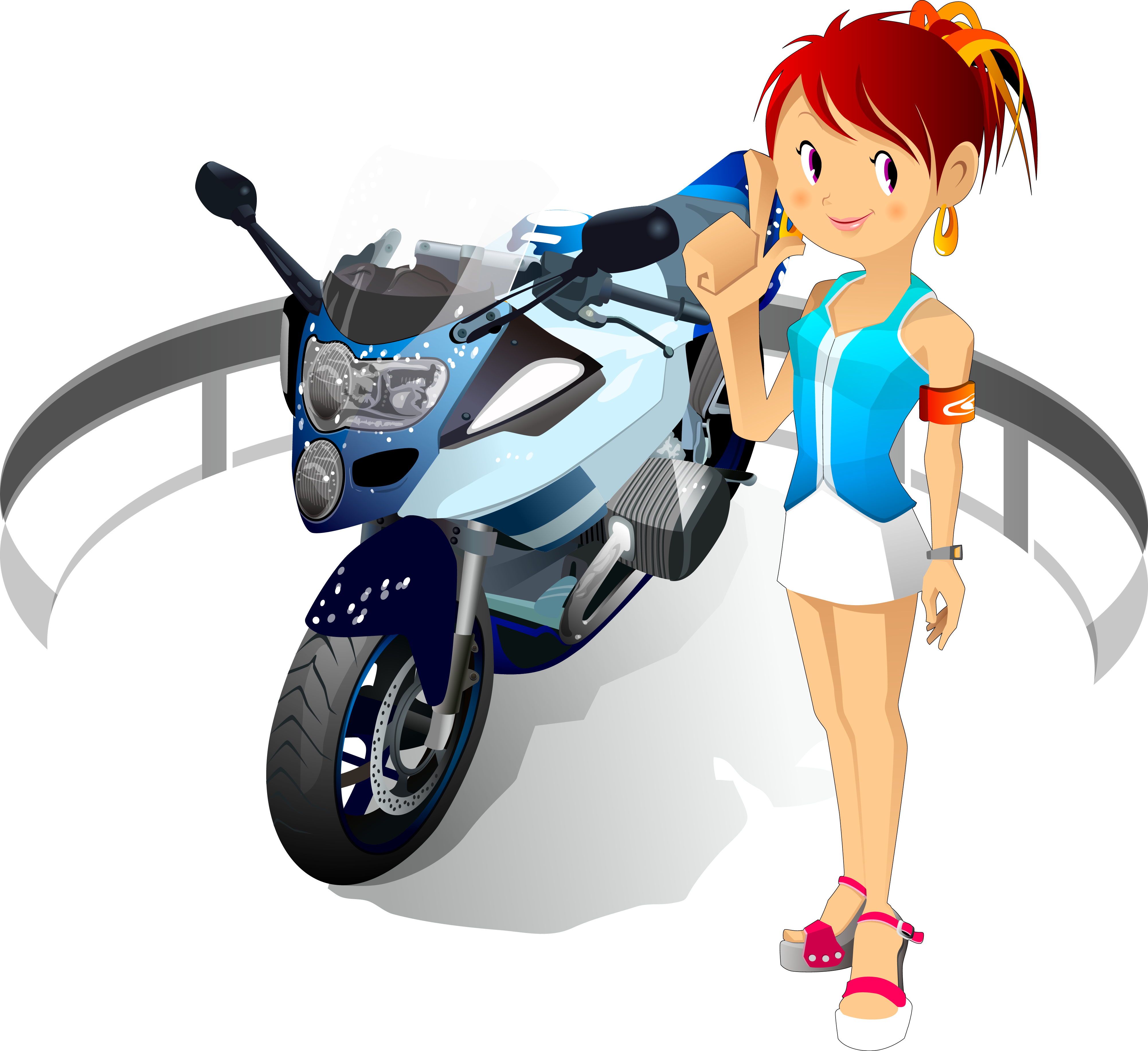 Motorcycle Harley Davidson Clip Art - Cartoon Characters Girls (4005x3668), Png Download