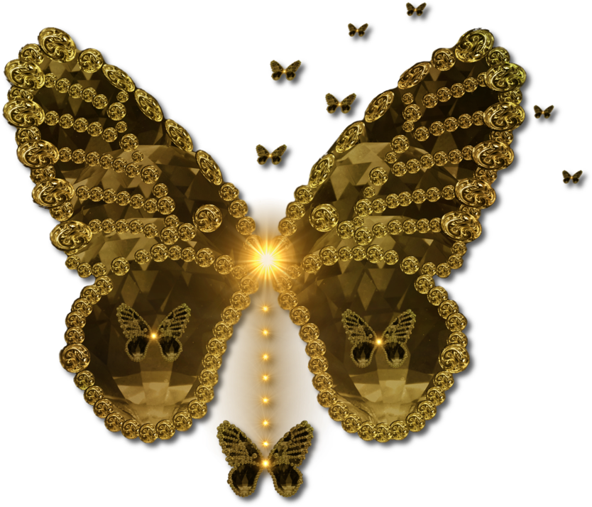 Golden Butterfly Clip Art Design Png By Jssanda - Butterflies: The Strange Metamorphosis Of Fact And (1041x768), Png Download