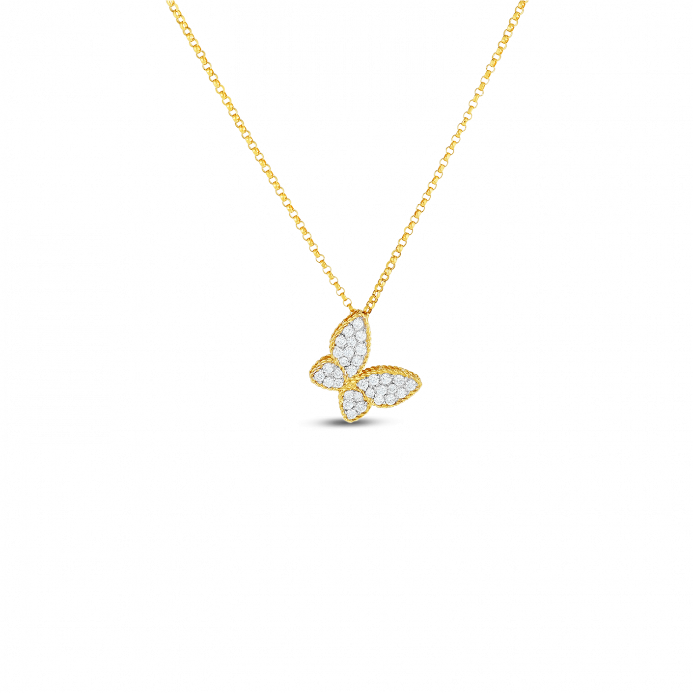 Roberto Coin 18kt Gold Butterfly Pendant With Diamonds - Locket (1410x1800), Png Download
