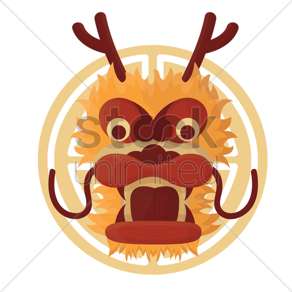 Chinese Dragon Face V矢量图形 - Vector Graphics (600x600), Png Download
