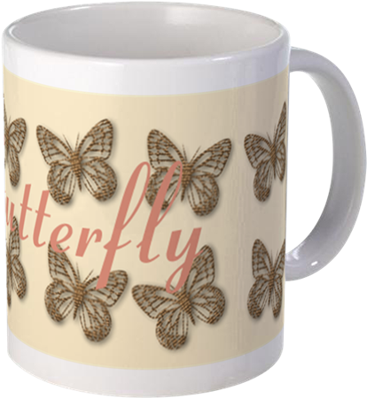 Pretty Gold Cream Butterfly Add Text Mug Mugs (460x460), Png Download