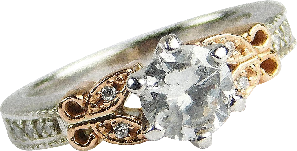 Gia Custom 14k White And Rose Gold Butterfly - Pre-engagement Ring (1227x1227), Png Download