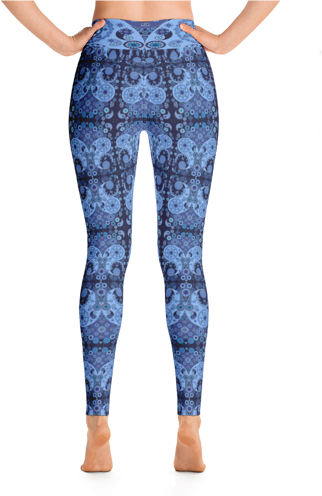 Blue Paisley Pattern Yoga Leggings - Baltimore Raben Yoga Leggings - Frauen Nfl Fan Gear (1000x1000), Png Download