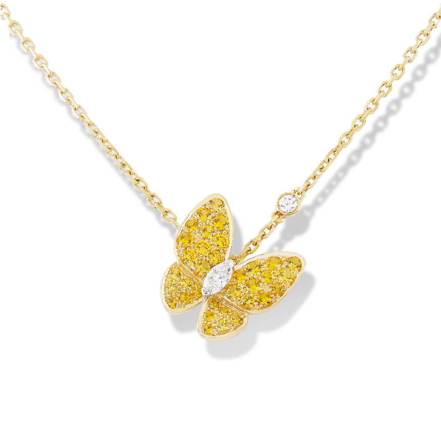 Outlet Butterfly Van Cleef & Arpels Yellow Gold Pendant - Van Cleef And Arpels Gold Butterfly Necklace (875x875), Png Download