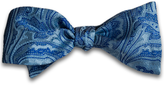 Baby Blue Silk Self Tie Bow Tie With Blue Paisley Pattern - Bow Tie (573x381), Png Download