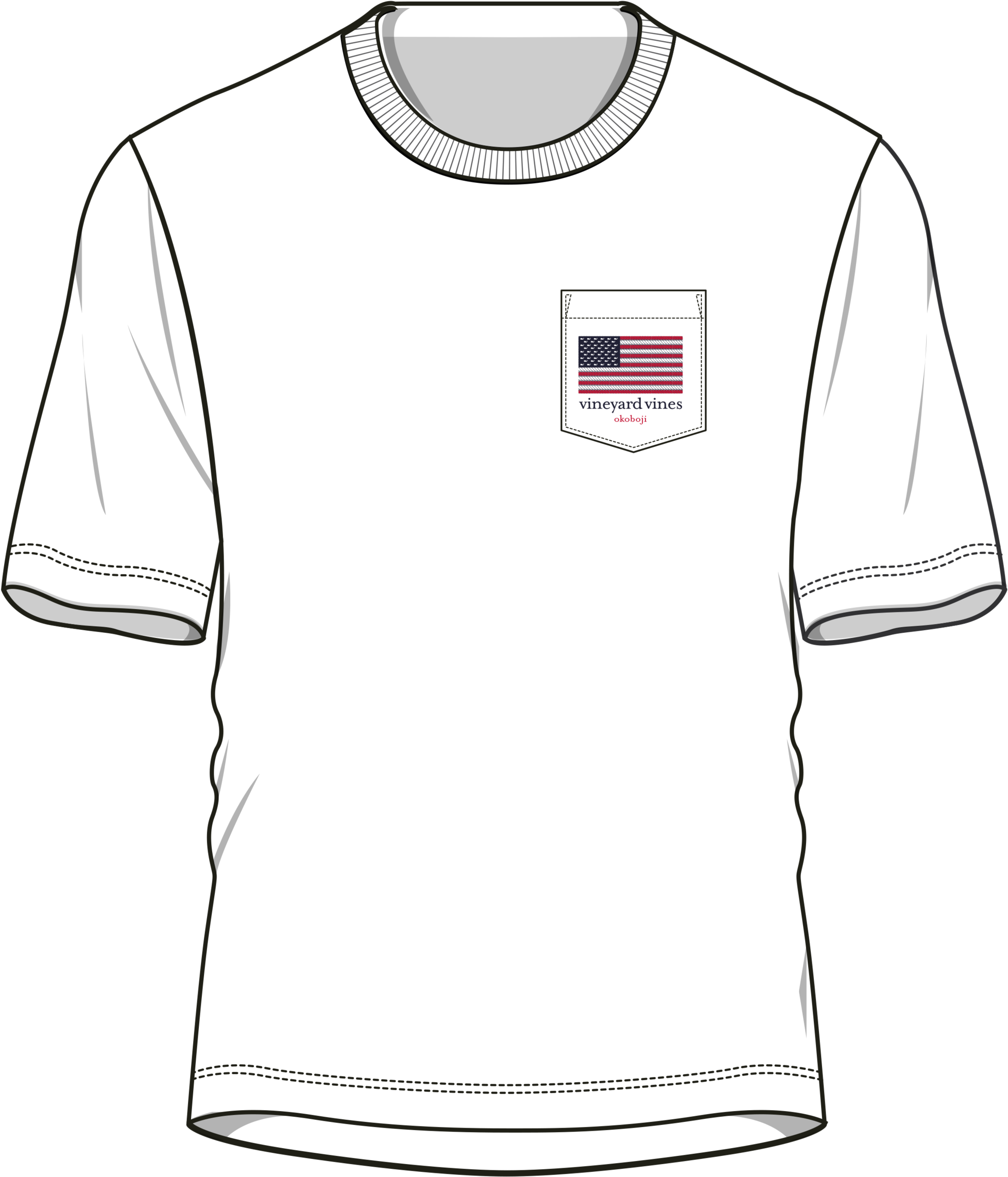 Vineyard Vines Okoboji Usa Flag Tee - Okoboji (2000x2344), Png Download
