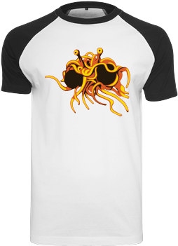 Flying Spaghetti Monster Raglan Tee White (350x350), Png Download