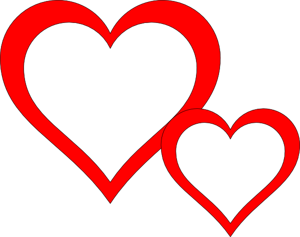 Heart Clipart Black And White - Two Hearts Clipart Black And White (600x475), Png Download