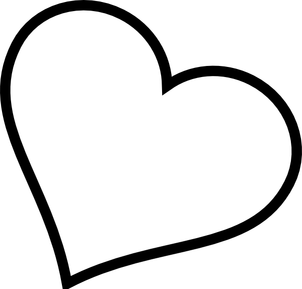 Black Heart Outline For Kids - Tilted Heart (600x574), Png Download
