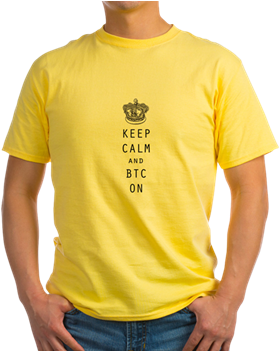 "keep Calm And Btc On" Libertarian Bitcoin Merchandise, - Blue Basketball Sneaker Yellow T-shirt (350x350), Png Download