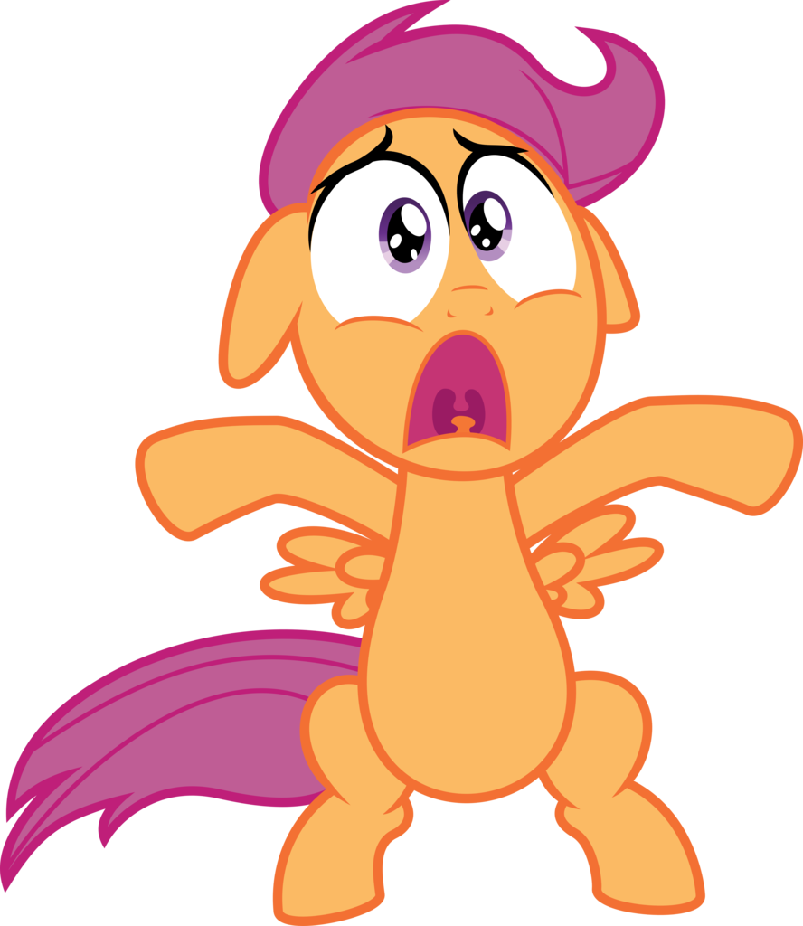 Deadparrot22, Open Mouth, Safe, Scared, Scootaloo, - Scared Cartoon No Background (888x1024), Png Download