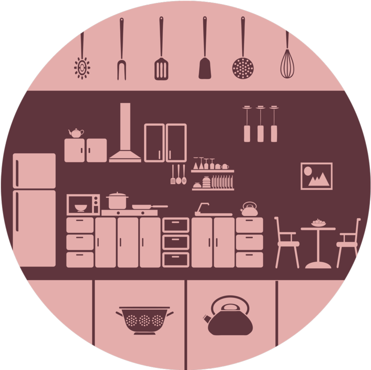 Kitchen Icons Round Placemat - Icon Kitchen Pink Png (800x800), Png Download
