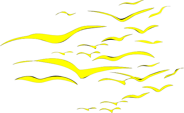 How To Set Use Bird Flock Yellow Svg Vector (600x370), Png Download