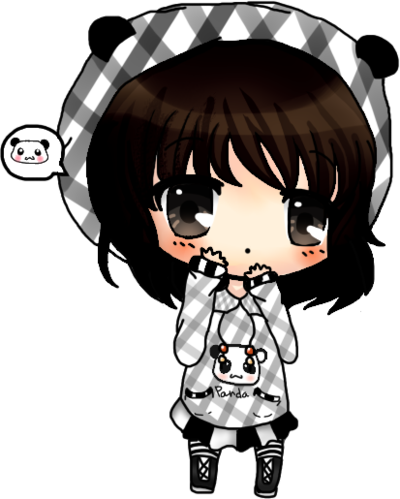 Anime Girl With Panda Hoodie Download - Panda Girl Chibi Anime (400x499), Png Download