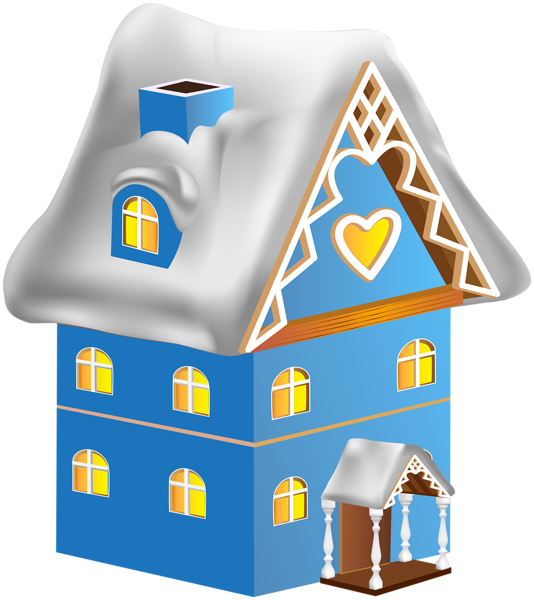 Winter House Blue Png Clip Art Image (534x600), Png Download