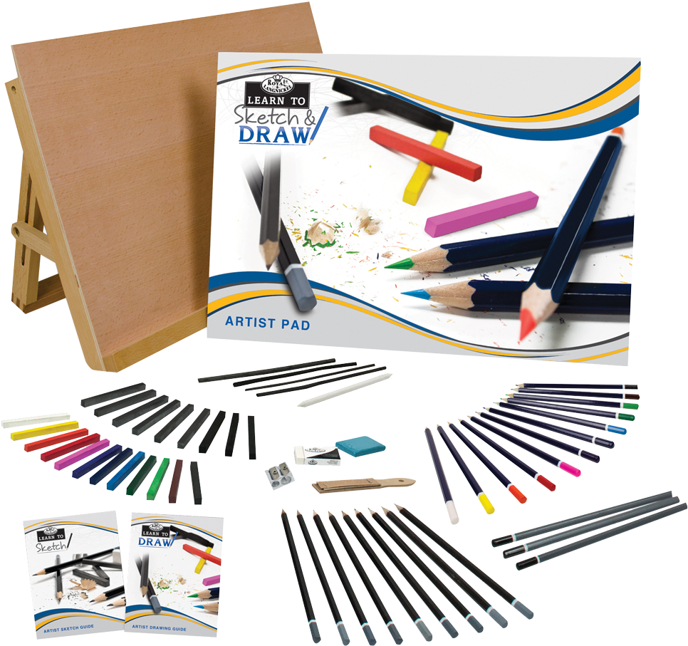 Royal & Langnickel Learn To Sketch Draw Set 58pc - Royal & Langnickel Rset-lt102 Learn To Sketch & (1000x964), Png Download