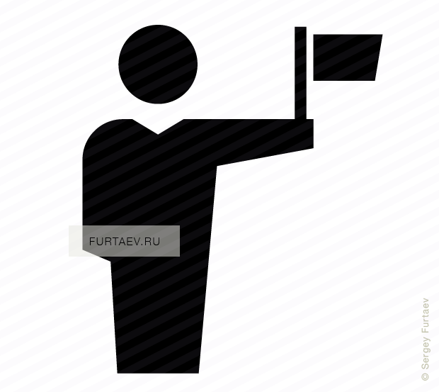 Vector Icon Of Male Person Holding Small Flag In His - Icon (620x553), Png Download