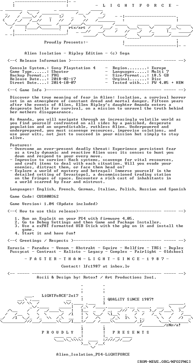 Alien Isolation Ps4-lightforce - Car Alarm (632x1200), Png Download