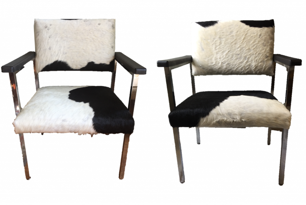 Cowhide Chair Beautiful Pair Of Cowhide Covered Mid - Chair (1024x686), Png Download