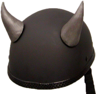 Large Curved Horns - Motorcycle Helmet (390x325), Png Download