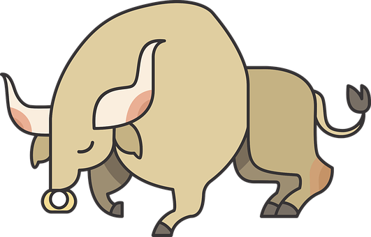 Animal Bull Cartoon Cattle Comic Cow Bull - Year Of The Bull Chinese Zodiac Illustration Pendant (531x340), Png Download