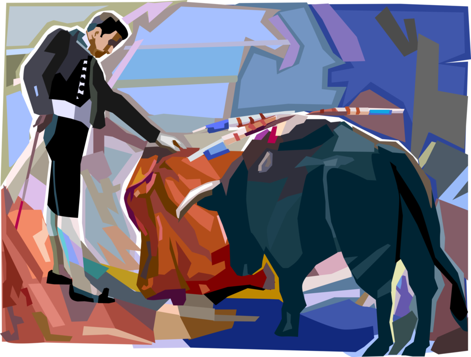 Vector Illustration Of Spanish Matador Toreador Bullfighter - Bullfighter (923x700), Png Download