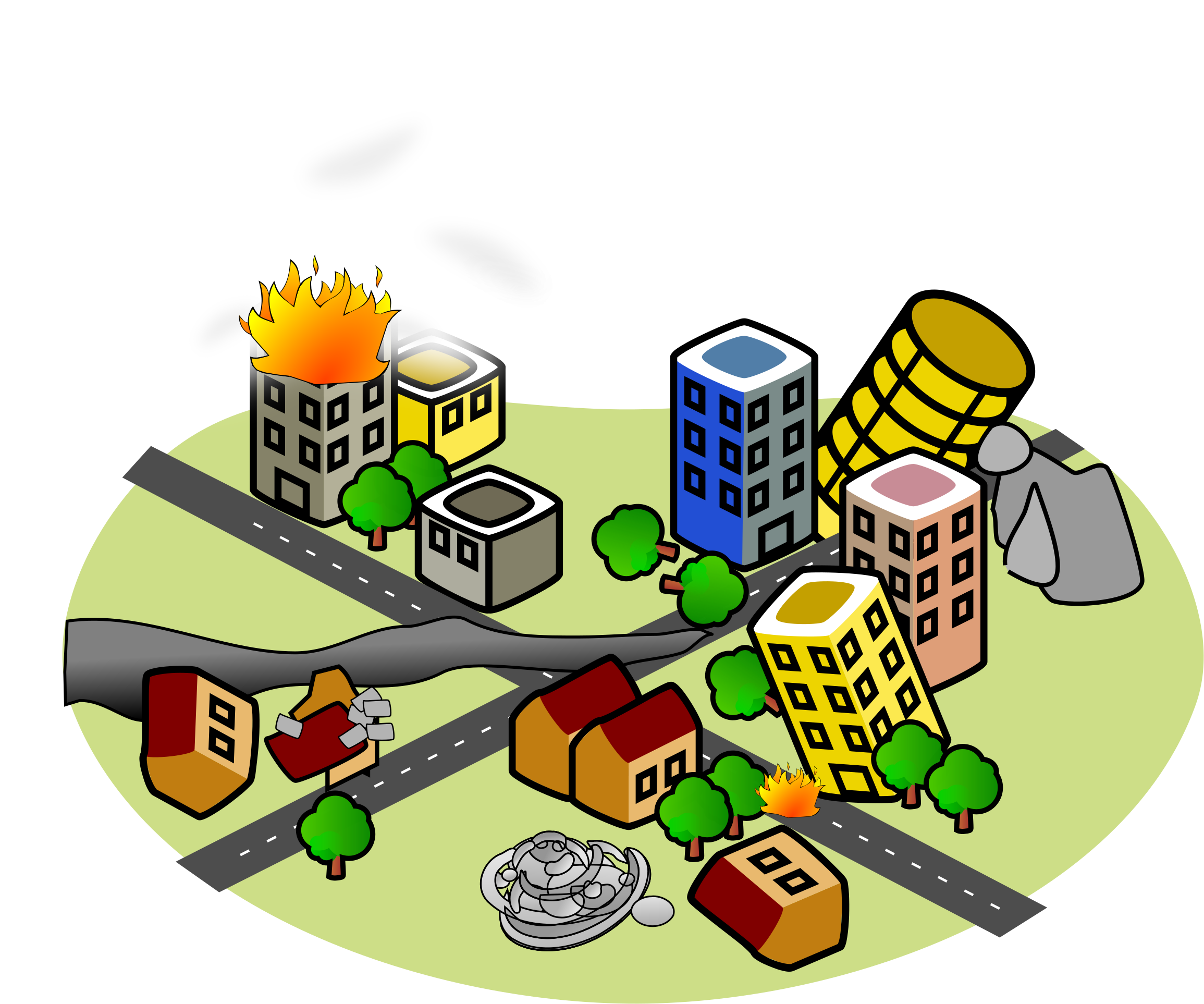 This Free Icons Png Design Of City After Earthquake (2400x2009), Png Download