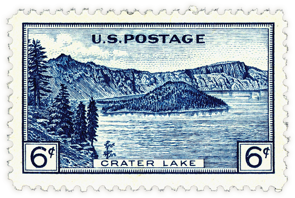 Crater Lake Stamp - Stamps Oregon (1000x653), Png Download