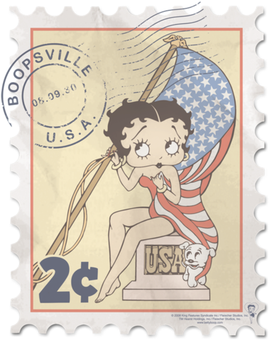 Betty Boop Vintage Stamp Youth T Shirt - Betty Boop - Vintage Stamp T-shirt Size M (400x481), Png Download