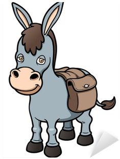 Vector Illustration Of Cartoon Burro Sticker • Pixers® - Donkey With Saddle Bags Cartoon (400x400), Png Download