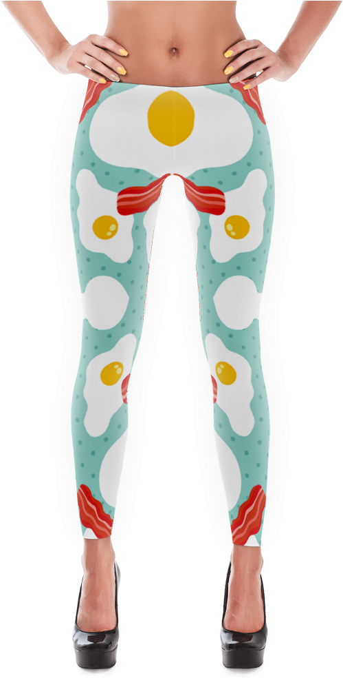 Bacon & Leggs Pattern Print Leggings - Women's Leggings - Back To Prep - Xs (1000x1000), Png Download