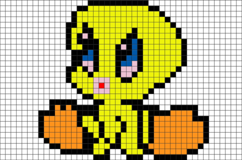 Pixel Art Tweety Bird (480x317), Png Download