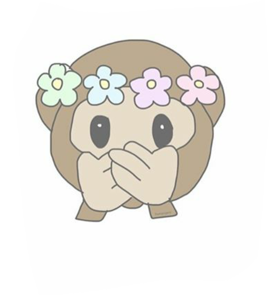 Secret Emoji Funny Monkey Flowercrown - Monkey Emoji Drawing (874x955), Png Download
