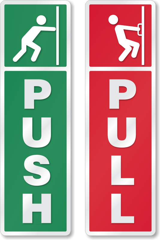 Push Pull Diamondplate Anodized Door Sign - Push And Pull Sign (534x800), Png Download