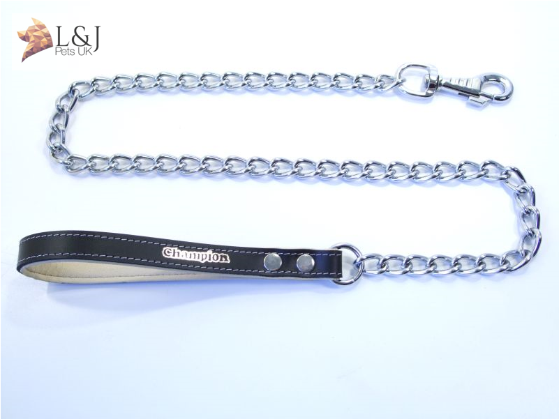 Download New Elegant Chain Dog Leash With Leather Handle Leash Full