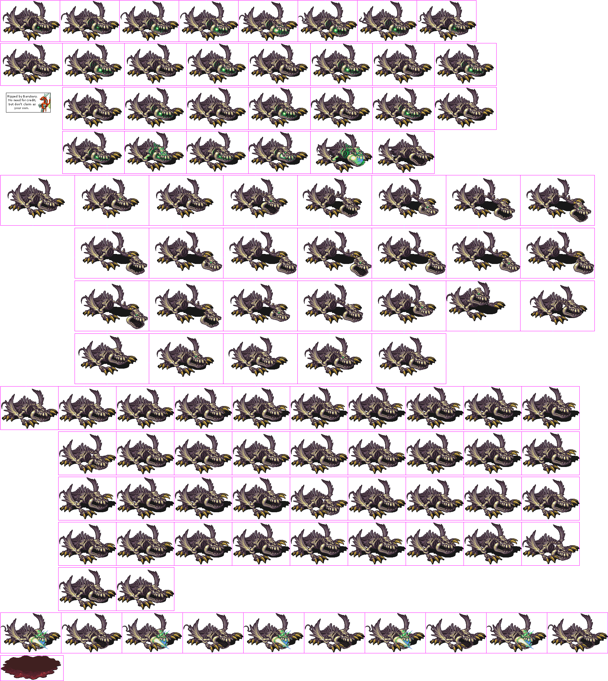 Click For Full Sized Image Zombie Dragon - Breath Of Fire 3 Dragon Sprites (1944x2180), Png Download