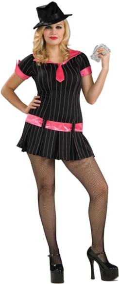 Plus Size Gangsta Girl Gangster Costume - Girl Gangster Costume (366x580), Png Download
