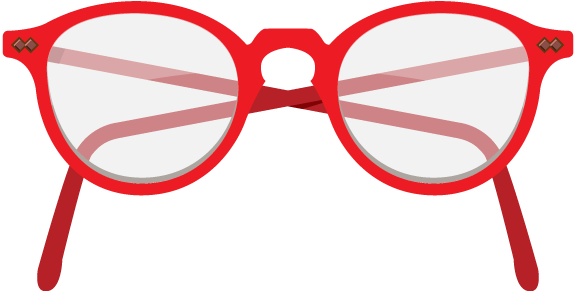 Red Nerd Glasses Clipart Clip Art Library - Red Eyeglasses Clipart (576x296), Png Download