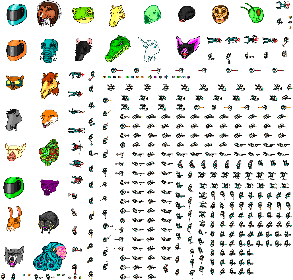 Almost Finished Beta Jacket/beta Mobster Mod - Hotline Miami Jacket Sprite Sheet (1042x998), Png Download